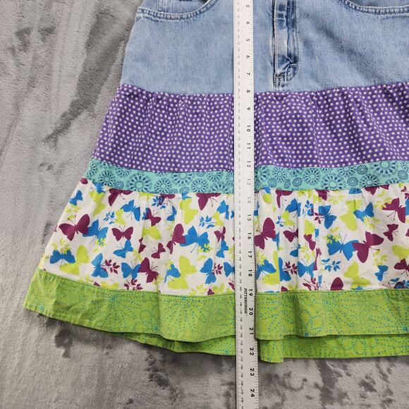 Vintage 90s Riders Skirt Womens 29 Floral Tiered Upcycled Repurposed Buckle Back - Picture 10 of 11